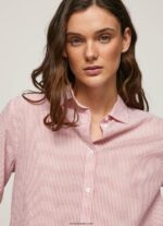 mujer camisa a rayas de gasa de algodón Pepe Jeans 44JTZ348 estudio rojo - Imagen 3