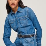 mujer camisa de mezclilla ajustada Pepe Jeans 44JTZ320 mezclilla