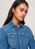 mujer camisa de mezclilla ajustada Pepe Jeans 44JTZ320 mezclilla - Imagen 4