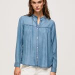 mujer camisa regular fit cuello mao Pepe Jeans 44JTZ351 azul