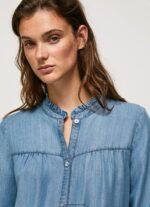mujer camisa regular fit cuello mao Pepe Jeans 44JTZ351 azul - Imagen 3