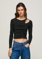 mujer camiseta asimétrica de manga larga Pepe Jeans 44JTZ405 negro