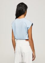 mujer camiseta basica bloom con logo Pepe Jeans 44JTZ448 bahía - Imagen 4