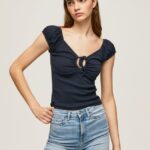 mujer camiseta con escote corazón Pepe Jeans 44JTZ438 dulwich