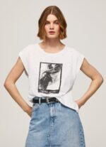 mujer camiseta con estampado de foto Pepe Jeans 44JTZ387 blanco