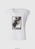 mujer camiseta con estampado de foto Pepe Jeans 44JTZ387 blanco - Imagen 5