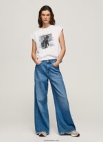 mujer camiseta con estampado de foto Pepe Jeans 44JTZ410 blanco - Imagen 2