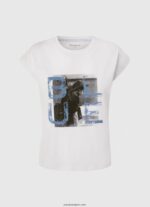 mujer camiseta con estampado de foto Pepe Jeans 44JTZ410 blanco - Imagen 5