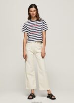 mujer camiseta con estampado de rayas Pepe Jeans 44JTZ450 océano - Imagen 2