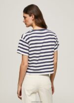 mujer camiseta con estampado de rayas Pepe Jeans 44JTZ450 océano - Imagen 4