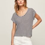mujer camiseta con estampado de rayas Pepe Jeans 44JTZ458 dulwich