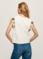 mujer camiseta con mangas de ganchillo Pepe Jeans 44JTZ464 mousse - Imagen 4