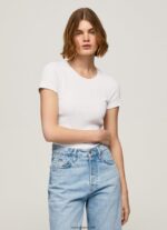 mujer camiseta de algodón con logo Pepe Jeans 44JTZ404 blanco