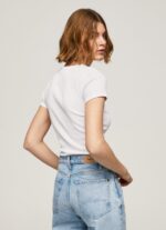 mujer camiseta de algodón con logo Pepe Jeans 44JTZ404 blanco - Imagen 4