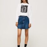 mujer camiseta estampada de manga larga Pepe Jeans 44JTZ428 blanco