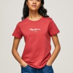 mujer camiseta estampada Pepe Jeans 44JTZ456 estudio rojo