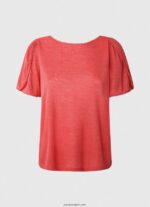 mujer camiseta jaspeada con cuello barco Pepe Jeans 44JTZ435 estudio rojo - Imagen 5