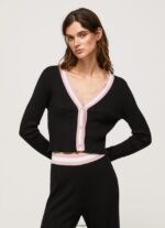 mujer cárdigan de canalé con cuello en V Pepe Jeans 44JTZ264 negro