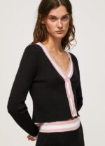 mujer cárdigan de canalé con cuello en V Pepe Jeans 44JTZ264 negro - Imagen 3