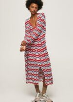 mujer cárdigan largo con estampado en zig-zag Pepe Jeans 44JTZ225 estudio rojo - Imagen 3