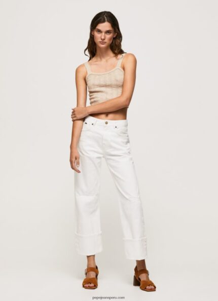 mujer jeans color avellana de talle alto Pepe Jeans 44JTZ2 mezclilla