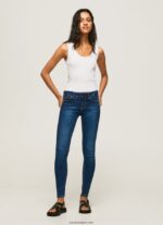 mujer jeans pitillo con tiro medio Pepe Jeans 44JTZ44 mezclilla