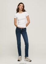 mujer jeans rectos con cintura baja de venus Pepe Jeans 44JTZ3 mezclilla