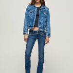 mujer jeans rectos con cintura baja de venus Pepe Jeans 44JTZ5 mezclilla