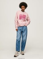 mujer jersey de algodón con logo Pepe Jeans 44JTZ285 rosa nublado - Imagen 2