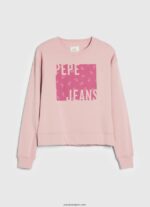 mujer jersey de algodón con logo Pepe Jeans 44JTZ285 rosa nublado - Imagen 5