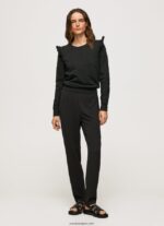 mujer jersey de algodón con volantes Pepe Jeans 44JTZ283 negro - Imagen 2
