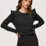 mujer jersey de algodón con volantes Pepe Jeans 44JTZ283 negro