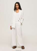 mujer pantalones anchos plisados Pepe Jeans 44JTZ288 blanco