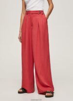 mujer pantalones anchos plisados Pepe Jeans 44JTZ289 estudio rojo - Imagen 2