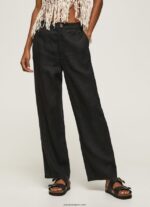 mujer pantalones rectos de tejido fluido Pepe Jeans 44JTZ291 negro - Imagen 2