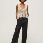 mujer pantalones rectos de tejido fluido Pepe Jeans 44JTZ291 negro