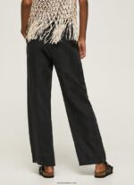mujer pantalones rectos de tejido fluido Pepe Jeans 44JTZ291 negro - Imagen 4