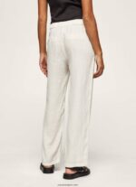 mujer pantalones rectos de tejido fluido Pepe Jeans 44JTZ311 mousse - Imagen 4