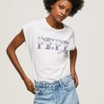 mujer playera con logo bordado Pepe Jeans 44JTZ433 blanco