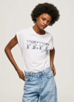 mujer playera con logo bordado Pepe Jeans 44JTZ433 blanco