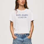 mujer playera con logo estampado Pepe Jeans 44JTZ378 blanco