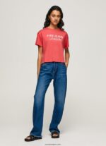 mujer playera con logo estampado Pepe Jeans 44JTZ379 estudio rojo - Imagen 2