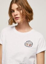 mujer playera con logo estampado Pepe Jeans 44JTZ381 blanco - Imagen 3