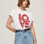 mujer playera con logo estampado Pepe Jeans 44JTZ396 blanco