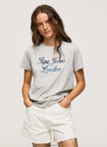 mujer playera con logo estampado Pepe Jeans 44JTZ412 gris marga