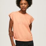 mujer playera con logo estampado Pepe Jeans 44JTZ434 durazno