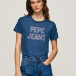 mujer playera con logo estampado Pepe Jeans 44JTZ443 océano