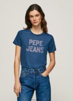 mujer playera con logo estampado Pepe Jeans 44JTZ443 océano