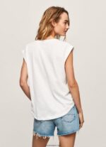 mujer playera con logo estampado Pepe Jeans 44JTZ463 blanco - Imagen 4