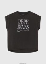 mujer playera con logo floral Pepe Jeans 44JTZ403 negro lavado - Imagen 5